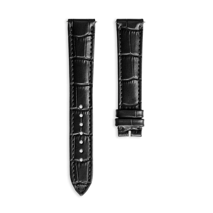 Black Calf Skin Leather Alligator-Printed 42MM