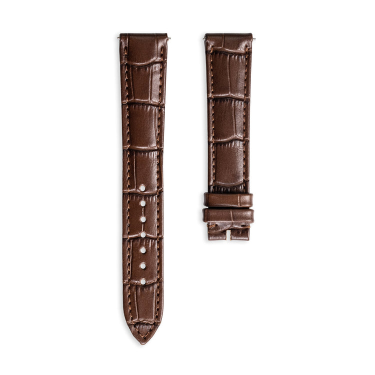 Brown Calf Skin Leather Alligator-Printed 42MM